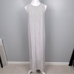 J.Jill Wearever Collection sleeveless white black striped maxi dress, small.